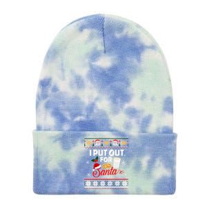 I Put Out For Santa Funny Christmas Cookies And Milk Ugly Funny Gift Tie Dye 12in Knit Beanie