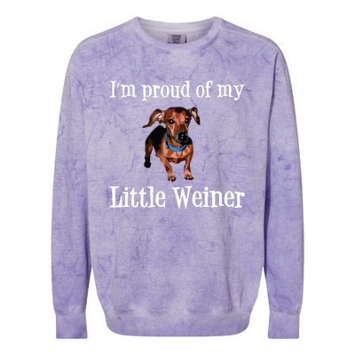 Im Proud Of My Little Weiner Funny Dachshund Dog Lover Colorblast Crewneck Sweatshirt