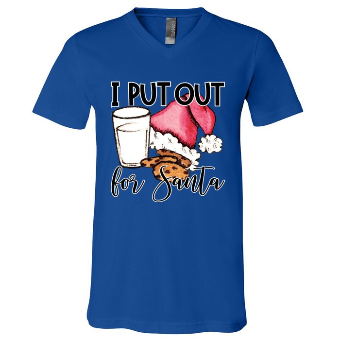 I Put Out For Santa Cookies And Milk Gift V-Neck T-Shirt