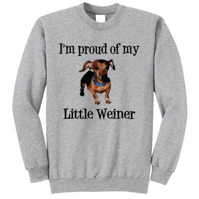 Im Proud Of My Little Weiner Funny Dog Lover Animal Lover Tall Sweatshirt