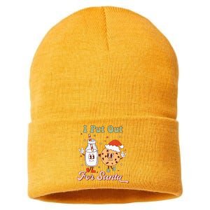 I Put Out For Santa Funny Milk And Cookie Christmas Retro Sustainable Knit Beanie