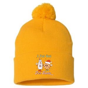 I Put Out For Santa Funny Milk And Cookie Christmas Retro Pom Pom 12in Knit Beanie