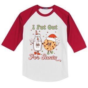 I Put Out For Santa Funny Milk And Cookie Christmas Retro Kids Colorblock Raglan Jersey