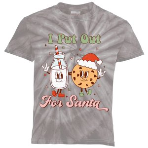 I Put Out For Santa Funny Milk And Cookie Christmas Retro Kids Tie-Dye T-Shirt