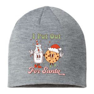 I Put Out For Santa Funny Milk And Cookie Christmas Retro Sustainable Beanie