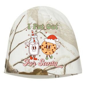 I Put Out For Santa Funny Milk And Cookie Christmas Retro Kati - Camo Knit Beanie