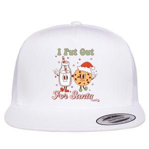 I Put Out For Santa Funny Milk And Cookie Christmas Retro Flat Bill Trucker Hat