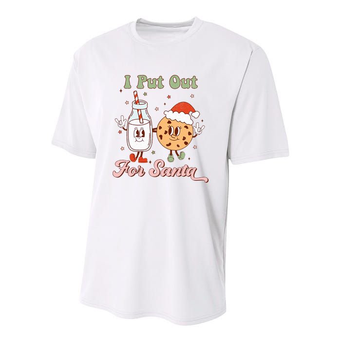 I Put Out For Santa Funny Milk And Cookie Christmas Retro Youth Performance Sprint T-Shirt