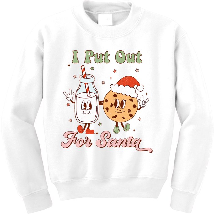 I Put Out For Santa Funny Milk And Cookie Christmas Retro Kids Sweatshirt