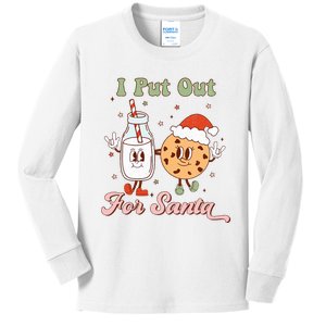 I Put Out For Santa Funny Milk And Cookie Christmas Retro Kids Long Sleeve Shirt