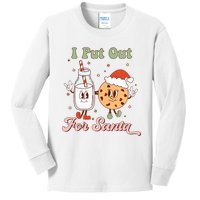 I Put Out For Santa Funny Milk And Cookie Christmas Retro Kids Long Sleeve Shirt