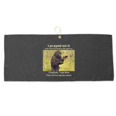 I Prayed On It And I Told The Enemy Straight Up Large Microfiber Waffle Golf Towel