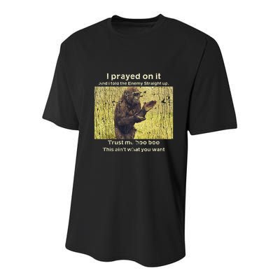 I Prayed On It And I Told The Enemy Straight Up Youth Performance Sprint T-Shirt