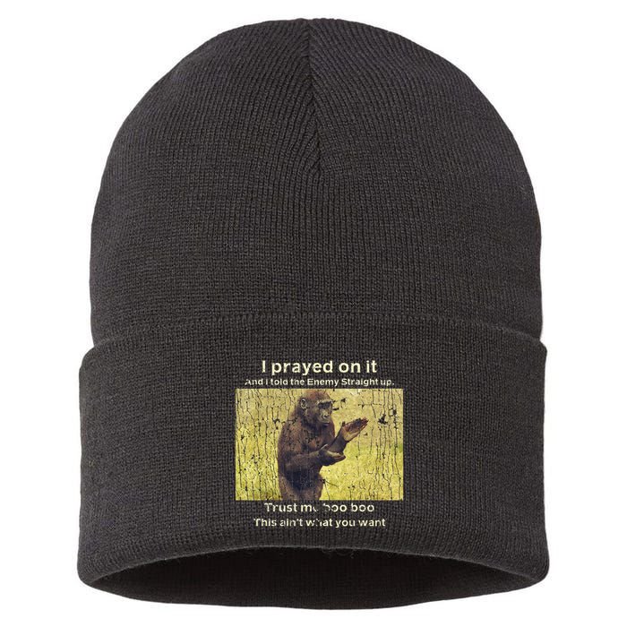 I Prayed On It And I Told The Enemy Straight Up Sustainable Knit Beanie