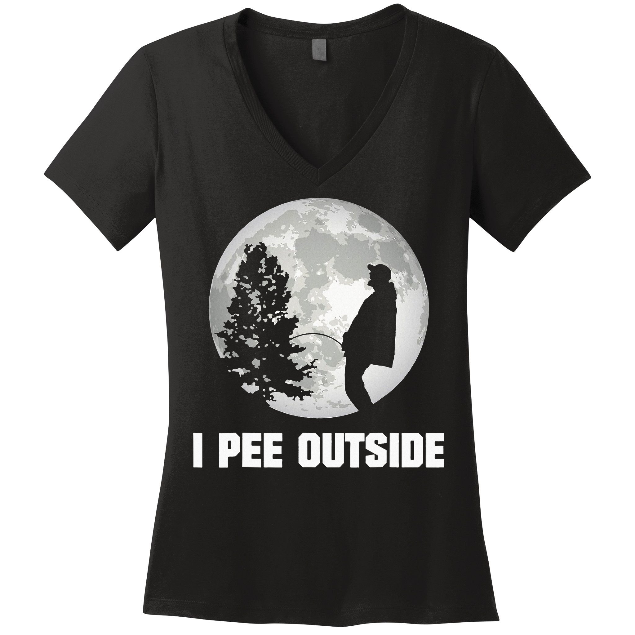 I Pee Outside I Love Peeing Outside Funny Camping Women's V-Neck T-Shirt