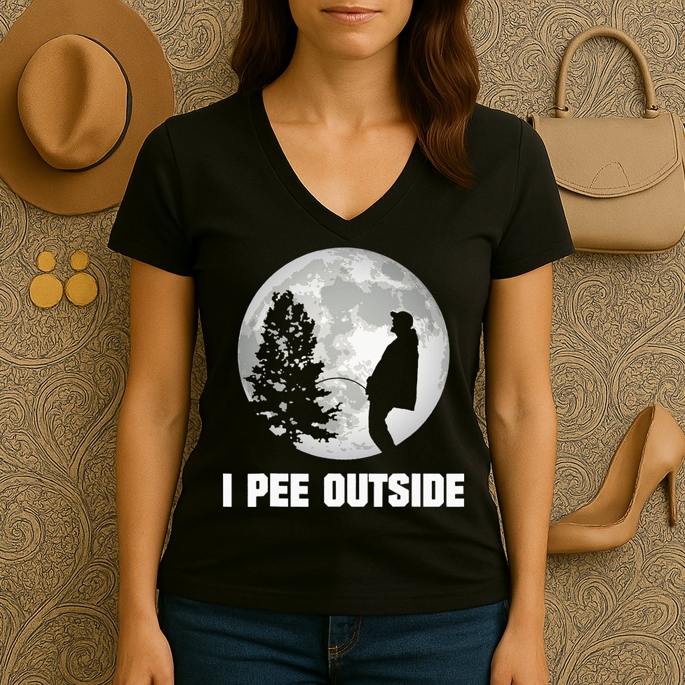 I Pee Outside I Love Peeing Outside Funny Camping Women's V-Neck T-Shirt