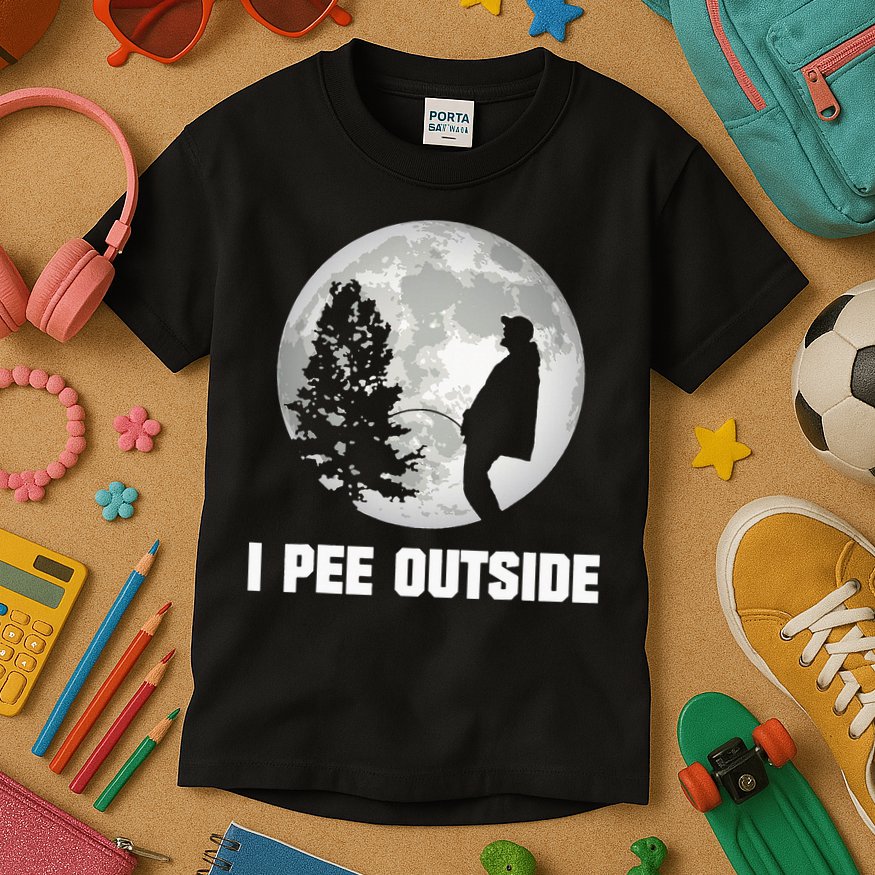 I Pee Outside I Love Peeing Outside Funny Camping Kids T-Shirt