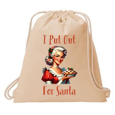 I Put Out For Santa (Mrs Claus with Pie) Funny Drawstring Bag