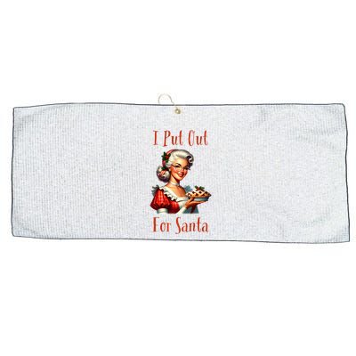 I Put Out For Santa (Mrs Claus with Pie) Funny Large Microfiber Waffle Golf Towel