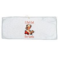 I Put Out For Santa (Mrs Claus with Pie) Funny Large Microfiber Waffle Golf Towel