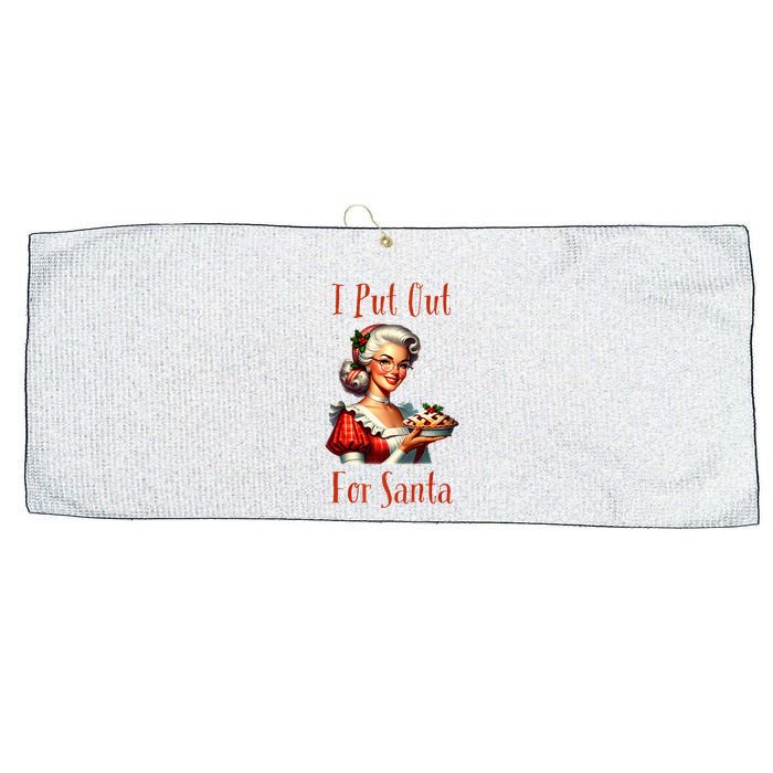 I Put Out For Santa (Mrs Claus with Pie) Funny Large Microfiber Waffle Golf Towel