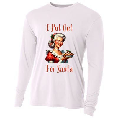 I Put Out For Santa (Mrs Claus with Pie) Funny Cooling Performance Long Sleeve Crew