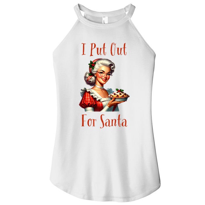 I Put Out For Santa (Mrs Claus with Pie) Funny Women's Perfect Tri Rocker Tank