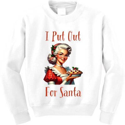 I Put Out For Santa (Mrs Claus with Pie) Funny Kids Sweatshirt