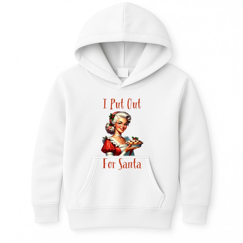 I Put Out For Santa (Mrs Claus with Pie) Funny Kids Hoodie