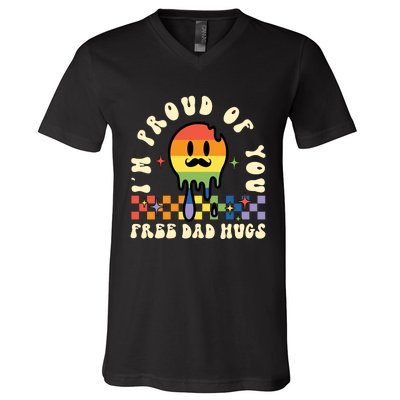 Im Proud Of You Free Dad Hugs LGBT V-Neck T-Shirt