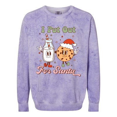 I Put Out For Santa Funny Milk And Cookie Christmas Retro Colorblast Crewneck Sweatshirt