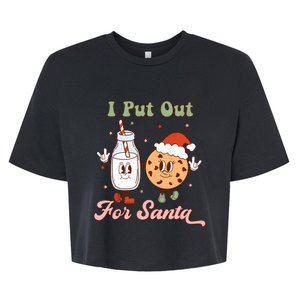 I Put Out For Santa Funny Milk And Cookie Christmas Retro Bella+Canvas Jersey Crop Tee