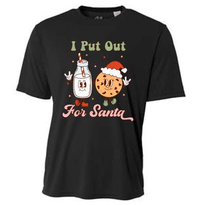 I Put Out For Santa Funny Milk And Cookie Christmas Retro Cooling Performance Crew T-Shirt