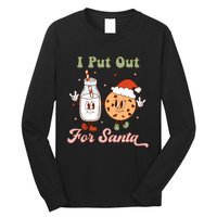 I Put Out For Santa Funny Milk And Cookie Christmas Retro Long Sleeve Shirt