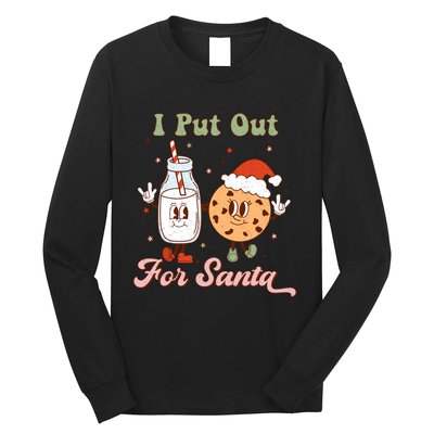 I Put Out For Santa Funny Milk And Cookie Christmas Retro Long Sleeve Shirt