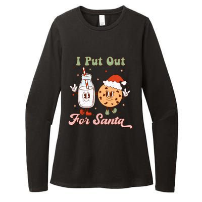 I Put Out For Santa Funny Milk And Cookie Christmas Retro Womens CVC Long Sleeve Shirt