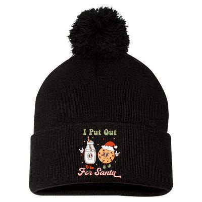 I Put Out For Santa Funny Milk And Cookie Christmas Retro Pom Pom 12in Knit Beanie