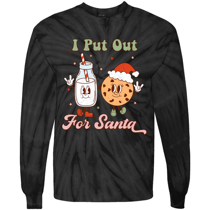 I Put Out For Santa Funny Milk And Cookie Christmas Retro Tie-Dye Long Sleeve Shirt