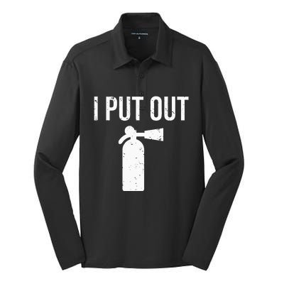 I Put Out Funny Firefighter Fire Extinguisher Tee Silk Touch Performance Long Sleeve Polo