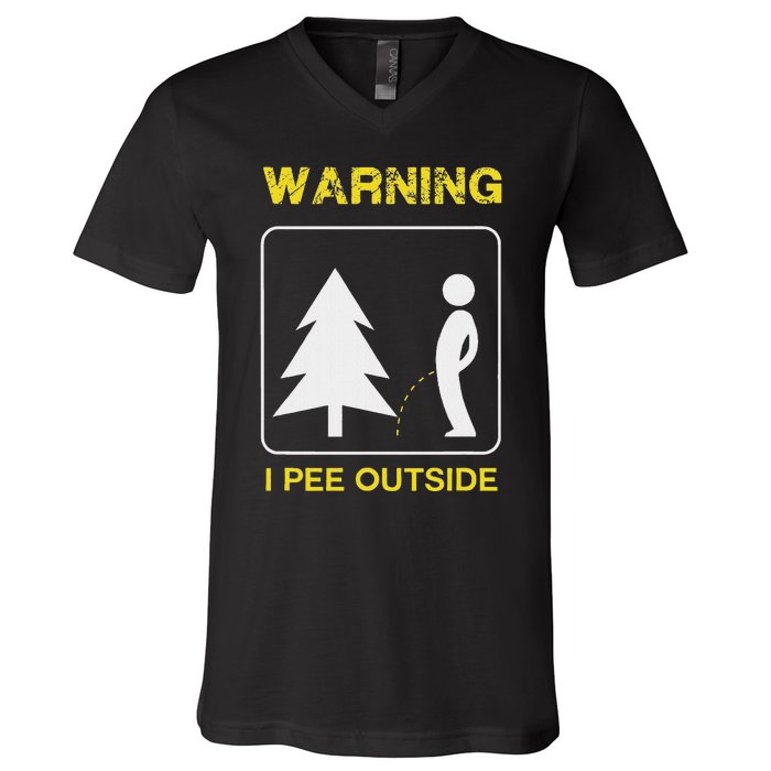 I Pee Outside Camping V-Neck T-Shirt