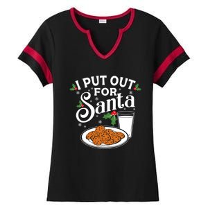 I Put Out For Santa Funny Christmas Cookies And Milk Meaningful Gift Ladies Halftime Notch Neck Tee