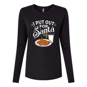 I Put Out For Santa Funny Christmas Cookies And Milk Meaningful Gift Womens Cotton Relaxed Long Sleeve T-Shirt