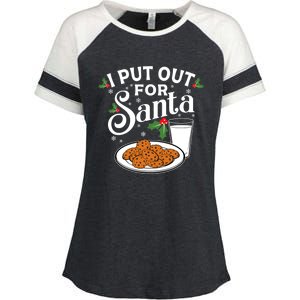 I Put Out For Santa Funny Christmas Cookies And Milk Meaningful Gift Enza Ladies Jersey Colorblock Tee