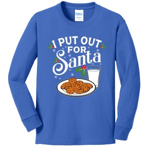 I Put Out For Santa Funny Christmas Cookies And Milk Meaningful Gift Kids Long Sleeve Shirt