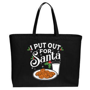 I Put Out For Santa Funny Christmas Cookies And Milk Meaningful Gift Cotton Canvas Jumbo Tote