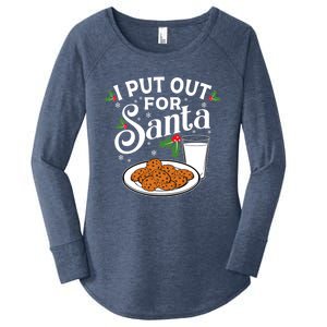 I Put Out For Santa Funny Christmas Cookies And Milk Meaningful Gift Women's Perfect Tri Tunic Long Sleeve Shirt