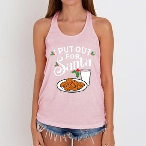 I Put Out For Santa Funny Christmas Cookies And Milk Meaningful Gift Women's Knotted Racerback Tank