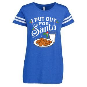 I Put Out For Santa Funny Christmas Cookies And Milk Meaningful Gift Enza Ladies Jersey Football T-Shirt