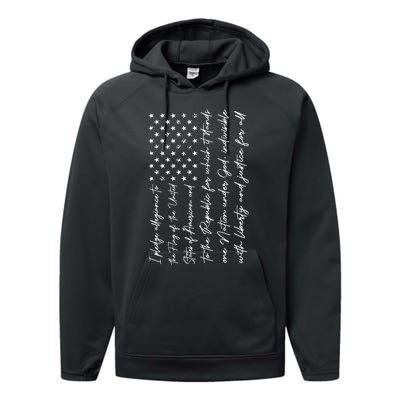 I Pledge of Allegiance the Flag of the United States of USA Performance Fleece Hoodie