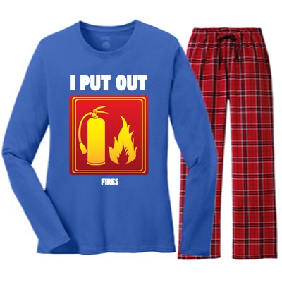 I Put Out Firefighter Fire Extinguisher I Put Out Fires Gift Women's Long Sleeve Flannel Pajama Set 